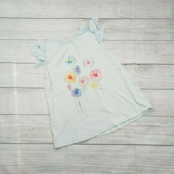 9/10 Zara Watercolor Flower Tee - Picture 1 of 6
